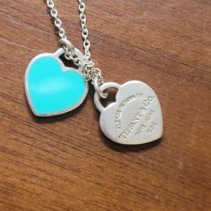 Return To Tiffany Double Heart Tag Pendant (silver/blue)